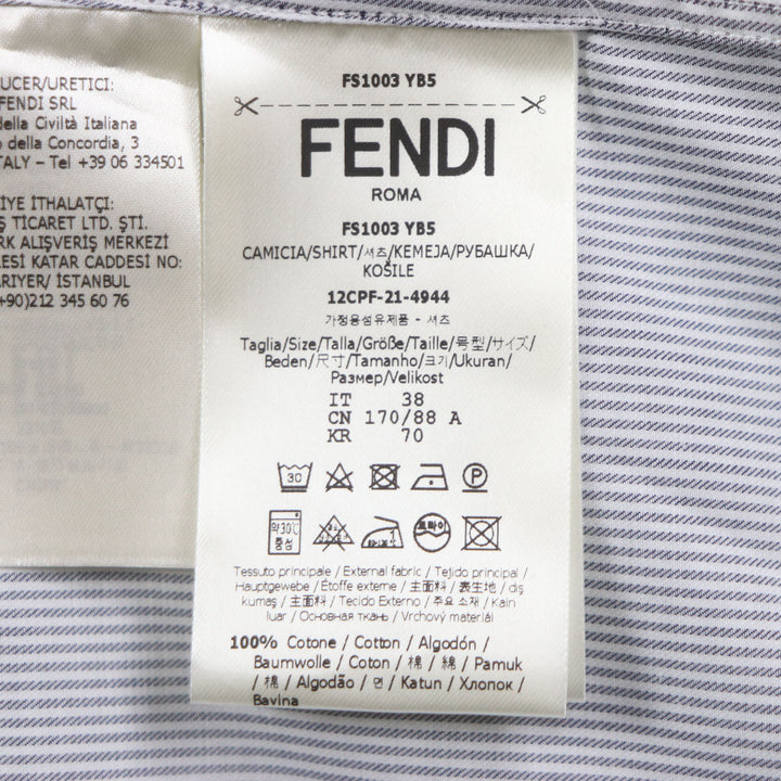 極美品▼FENDI フェンディ 2021年製 FS1003 コットン100% FFロゴ刺繍 ロングスリーブ 長袖シャツ ブラック ホワイト 38 正規品 メンズ