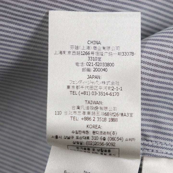 極美品▼FENDI フェンディ 2021年製 FS1003 コットン100% FFロゴ刺繍 ロングスリーブ 長袖シャツ ブラック ホワイト 38 正規品 メンズ