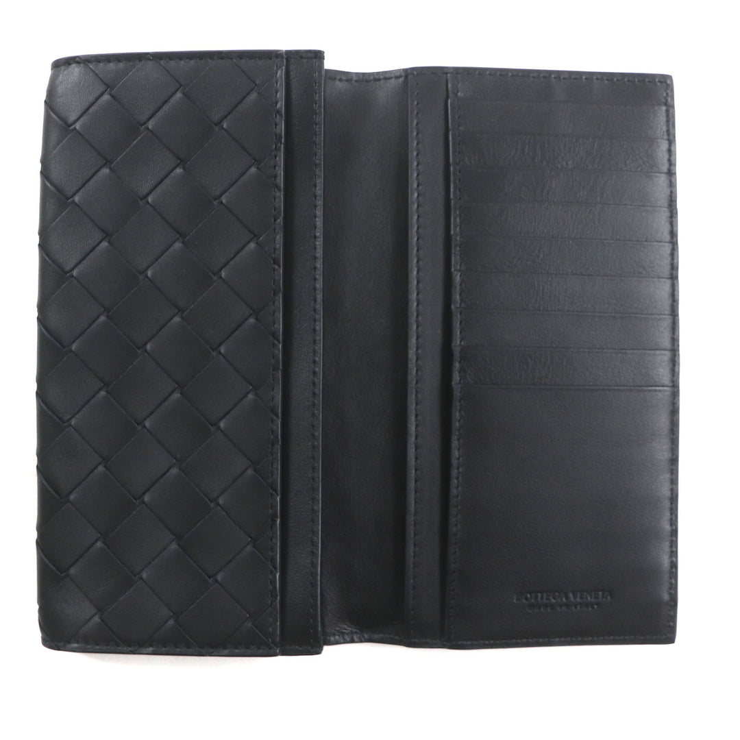 美品▼BOTTEGAVENETA ボッテガヴェネタ 676593-VCPQ4 イントレチャート ロングウォレット 札入れ 二つ折り レザー 長財布 箱・保存袋付
