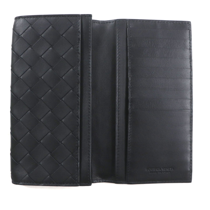 美品▼BOTTEGAVENETA ボッテガヴェネタ 676593-VCPQ4 イントレチャート ロングウォレット 札入れ 二つ折り レザー 長財布 箱・保存袋付