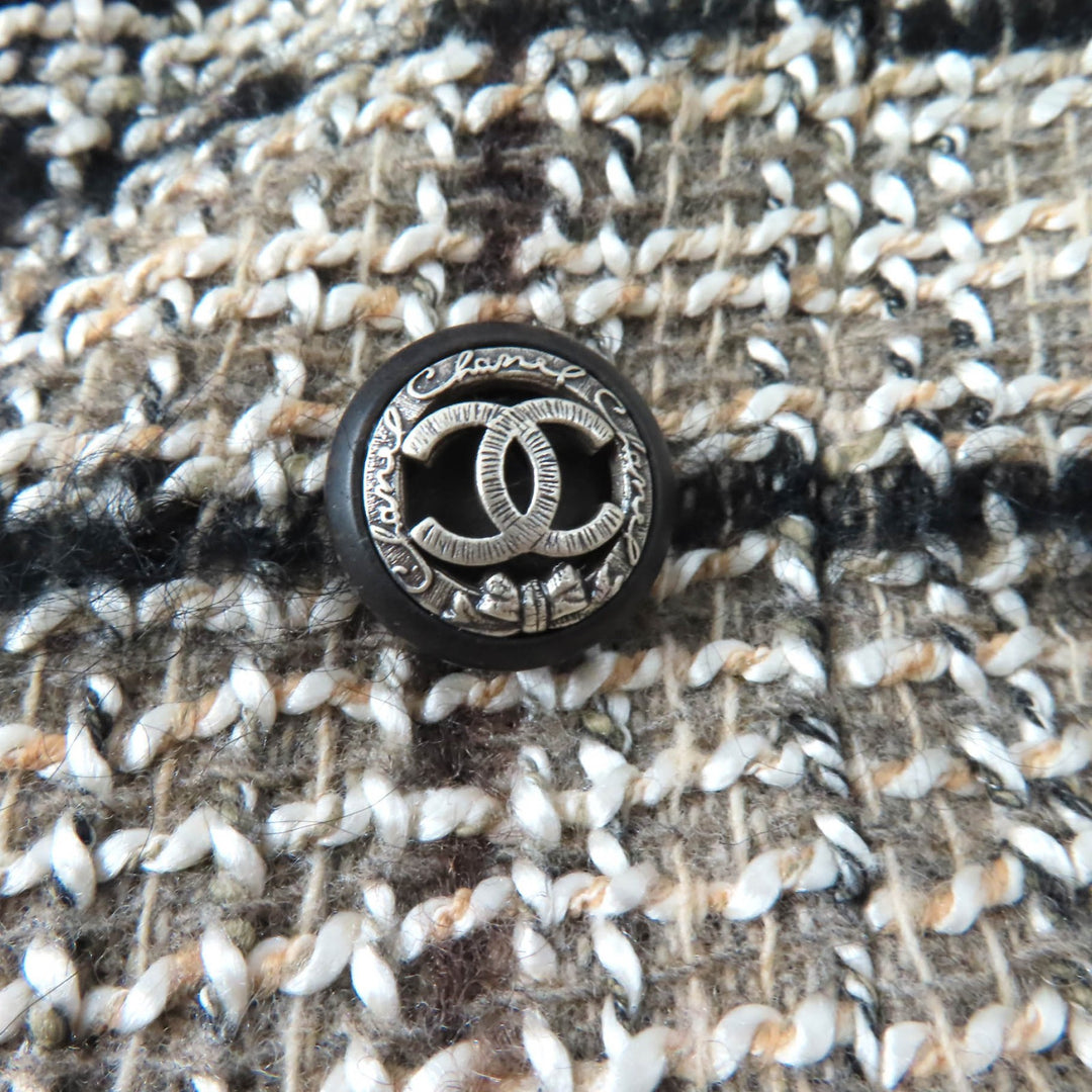 極美品★CHANEL シャネル 05A P26855 ココマークボタン付 チェック柄 ツイード ダブルブレストジャケット マルチ 34 ハンガー付 正規品