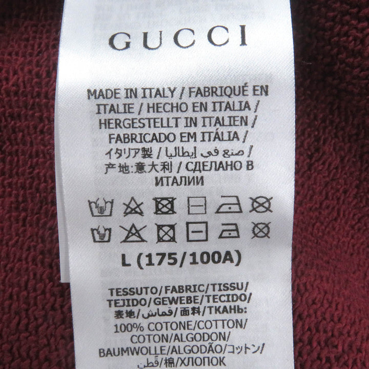 未使用品□GUCCI グッチ 20AW 626990 コットン ロゴプリント クルーネック トレーナー スウェットシャツ ボルドー L イタリア製 正規品