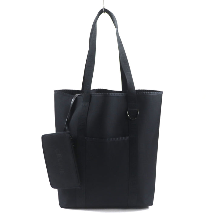 極美品▼CELINE セリーヌ 11008 トレッキング バーティカル カバ ロゴ入り ポーチ付き ナイロン トートバッグ ブラック 保存袋付 メンズ