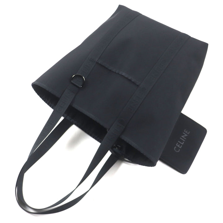 極美品▼CELINE セリーヌ 11008 トレッキング バーティカル カバ ロゴ入り ポーチ付き ナイロン トートバッグ ブラック 保存袋付 メンズ