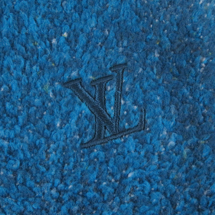 未使用品□LOUIS VUITTON ルイヴィトン 22AW LV グラデーション ロゴ刺繍 ジップアップ フリースベスト ブルー XS イタリア製 正規品