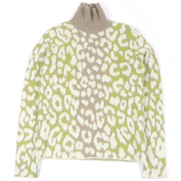 未使用品□DIOR ディオール オム 213M638AT426 カシミヤ レオパード 総柄 ハイネック セーター ブラウン グリーン XS イタリア製 正規品