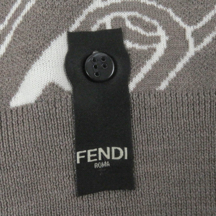 未使用品□FENDI フェンディ 2022年製 FZX061 ウール FFロゴ チェーン 総柄 クルーネック セーター ブラウン 44 イタリア製 正規品