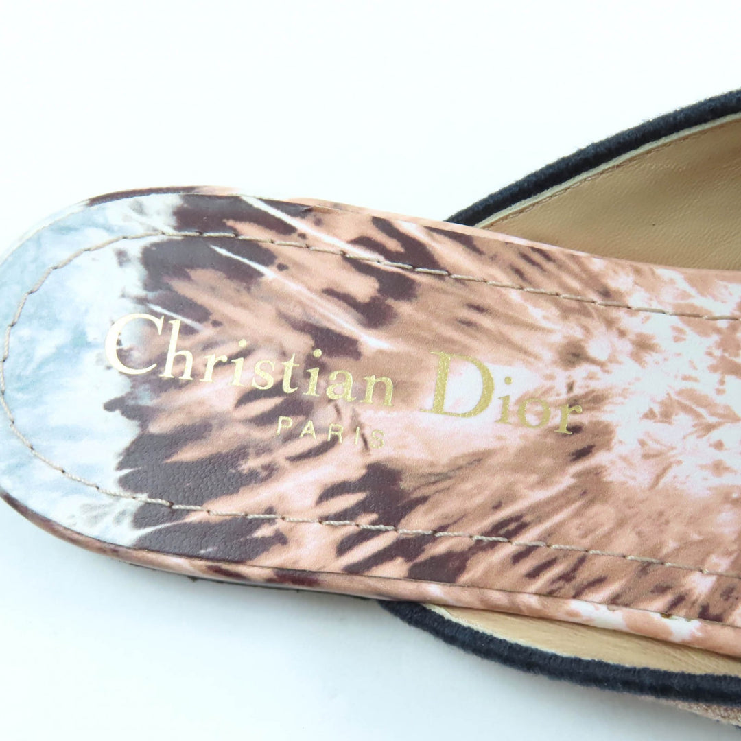 美品★Christian Dior クリスチャンディオール DIOR OFF ロゴデザイン ジャガード ミュール スリッポン マルチ 37 イタリア製 レディース