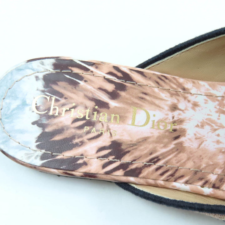 美品★Christian Dior クリスチャンディオール DIOR OFF ロゴデザイン ジャガード ミュール スリッポン マルチ 37 イタリア製 レディース