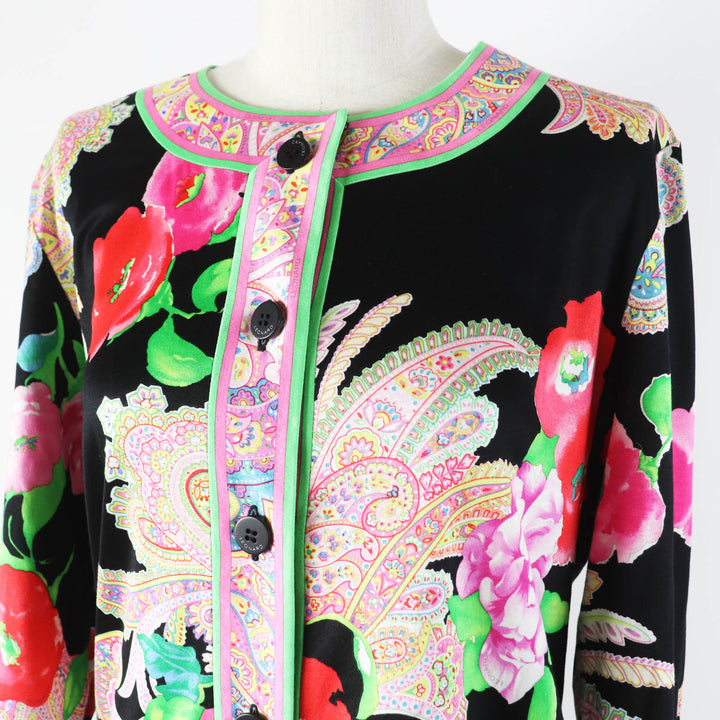 極美品◎LEONARD FASHION レオナール ファッション 0339183 0332102 ペイズリー・花柄 カーディガン／スカート セットアップ マルチ M・70
