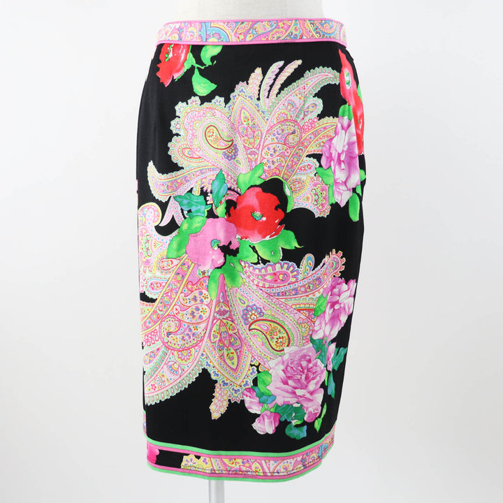 極美品◎LEONARD FASHION レオナール ファッション 0339183 0332102 ペイズリー・花柄 カーディガン／スカート セットアップ マルチ M・70