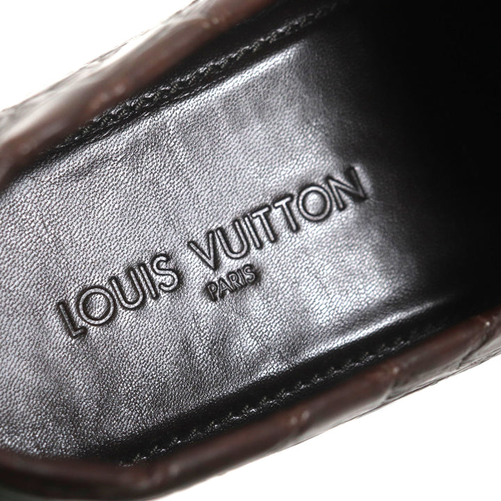 未使用品▼LOUIS VUITTON ルイヴィトン モンテカルロ・ライン クロコダイル レザー ローファー ガンメタリック金具 10 保存袋付き メンズ