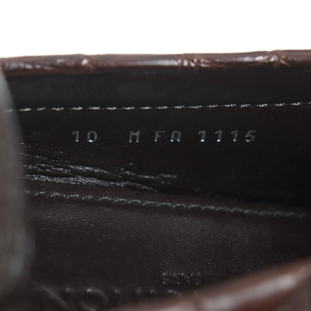 未使用品▼LOUIS VUITTON ルイヴィトン モンテカルロ・ライン クロコダイル レザー ローファー ガンメタリック金具 10 保存袋付き メンズ