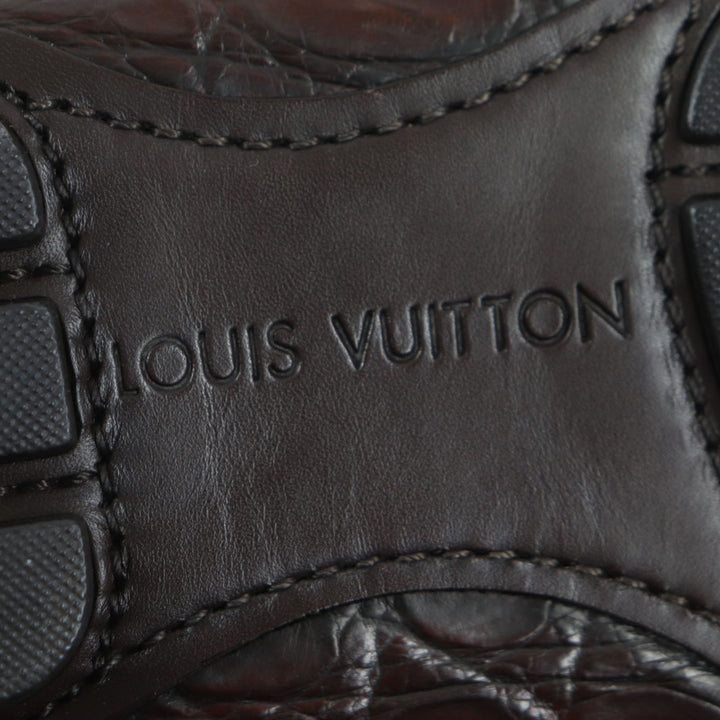 未使用品▼LOUIS VUITTON ルイヴィトン モンテカルロ・ライン クロコダイル レザー ローファー ガンメタリック金具 10 保存袋付き メンズ