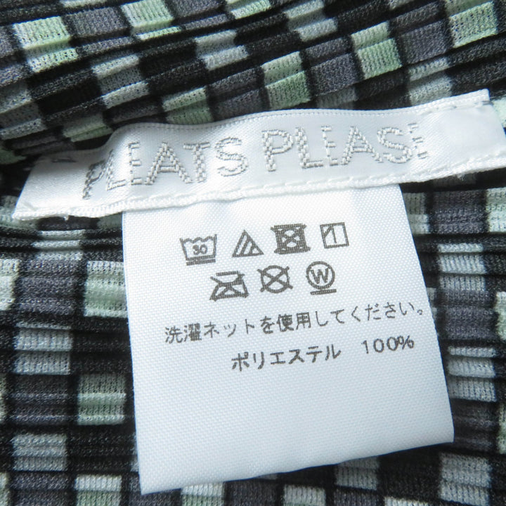 極美品☆PLEATS PLEASE プリーツプリーズ イッセイミヤケ PP73-FK891 格子柄 長袖 カットソー グレー系 3 日本製 正規品 レディース