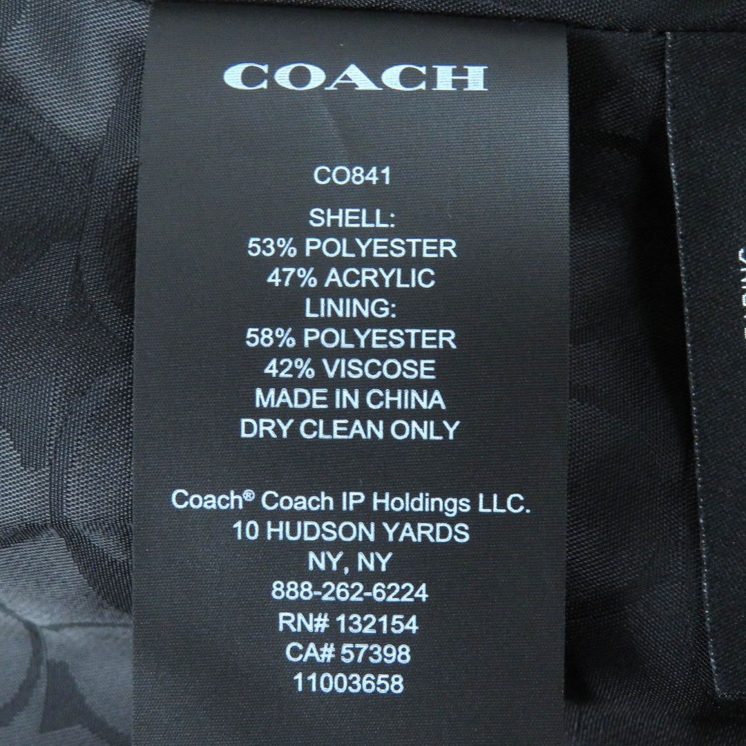 未使用品△COACH コーチ CO841 裏地シグネチャー柄 ロゴボタン ノーカラー ツイード ジャケット ブラック ピンク ホワイト XS 正規品