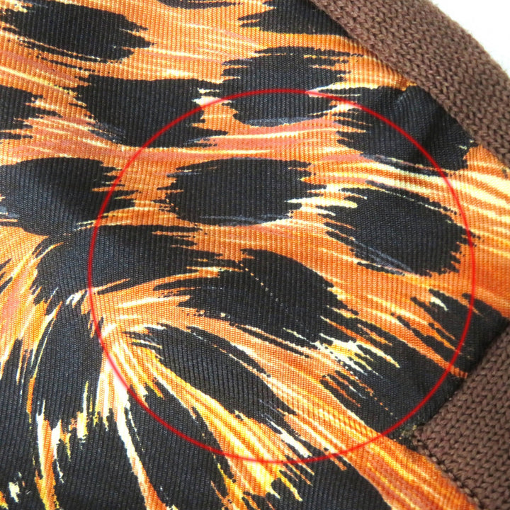 美品△LEONARD FASHION レオナール ファッション レオパード柄 シルク切替 ウール ニット プルオーバー 長袖 トップス ブラウン系 M