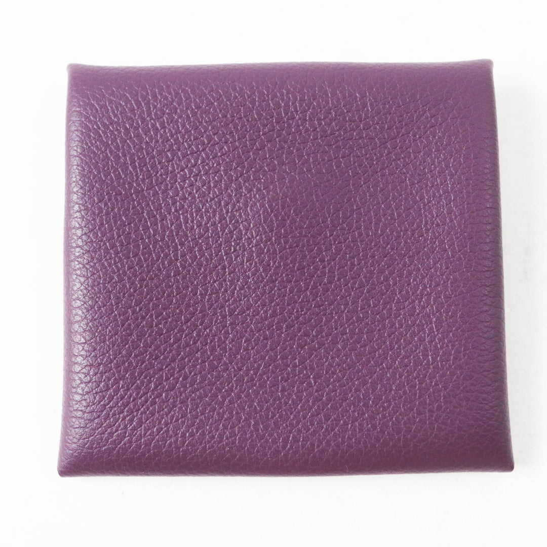 美品◎HERMES エルメス BASTIA VERSO バスティア ヴェルソ カシス ルージュガランス シルバー金具 エバーカラー コインケース U刻印 箱付