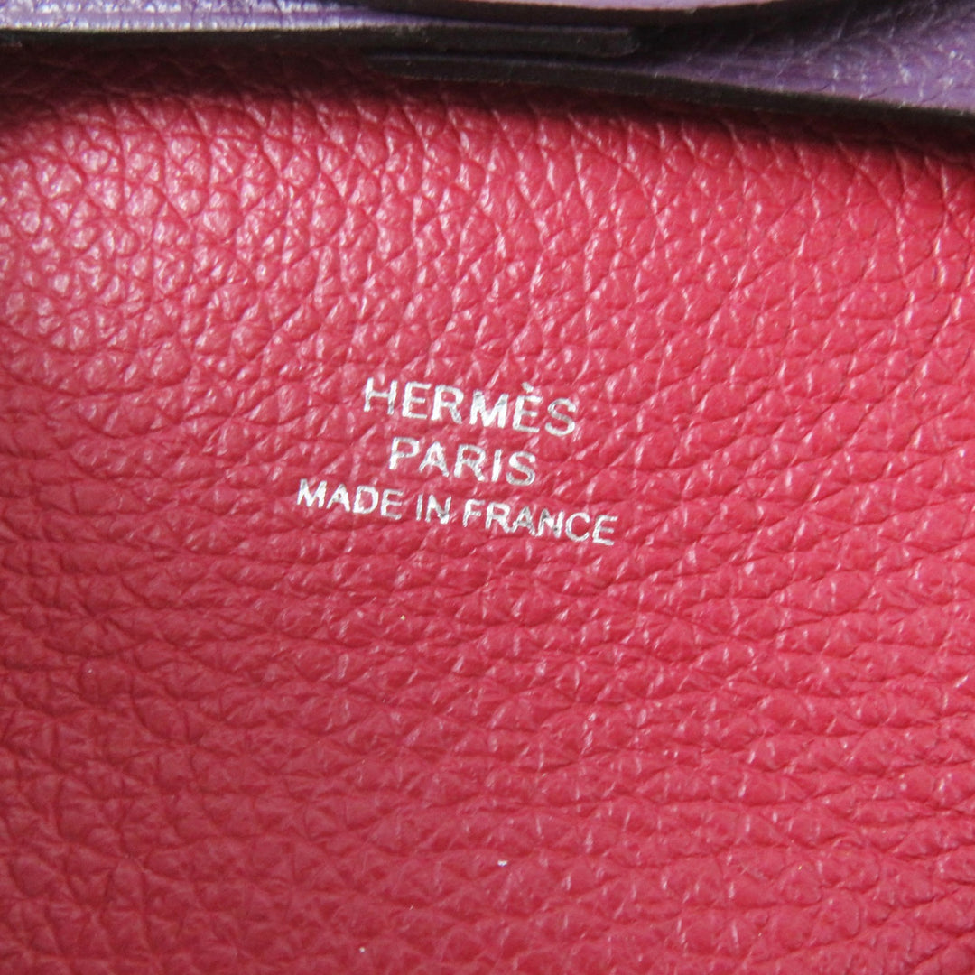 美品◎HERMES エルメス BASTIA VERSO バスティア ヴェルソ カシス ルージュガランス シルバー金具 エバーカラー コインケース U刻印 箱付