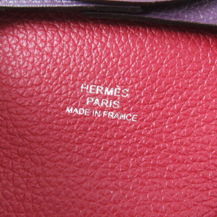 美品◎HERMES エルメス BASTIA VERSO バスティア ヴェルソ カシス ルージュガランス シルバー金具 エバーカラー コインケース U刻印 箱付