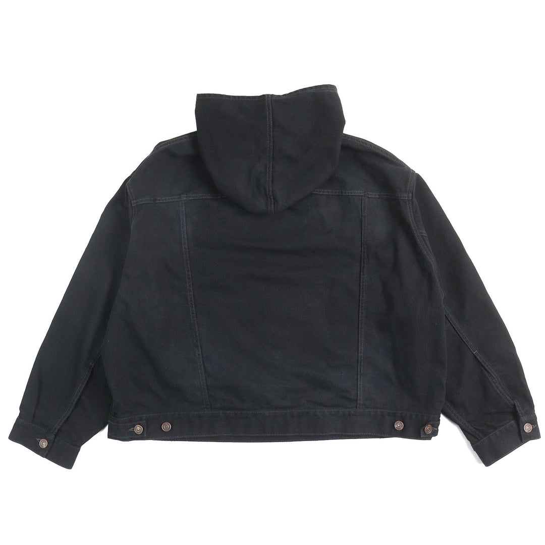 美品△BALENCIAGA バレンシアガ 22AW 719313 TNW54 DENIM FOODIE PULL-OVER PARKER ダメージ加工 デニムプルオーバーパーカー 1 正規品