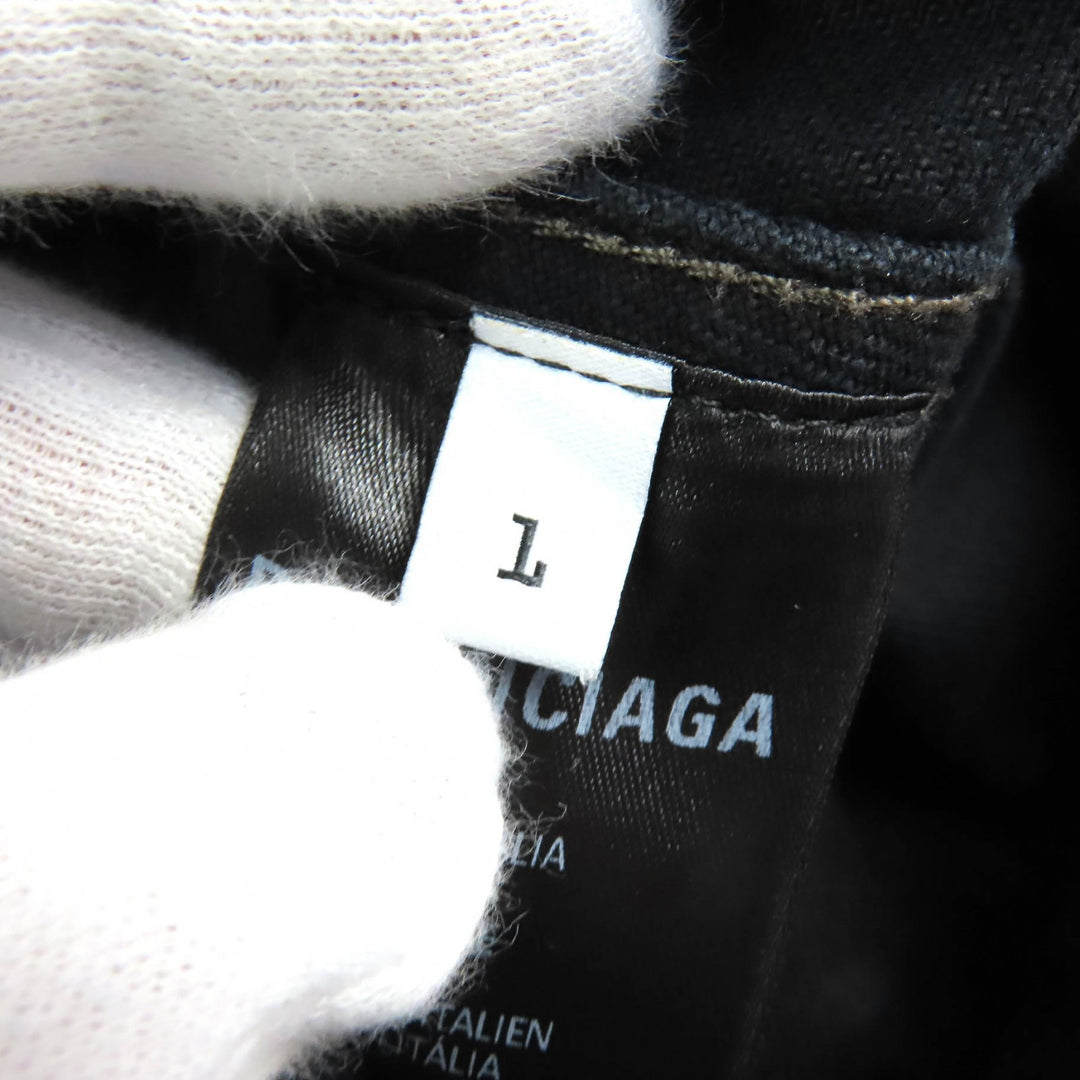 美品△BALENCIAGA バレンシアガ 22AW 719313 TNW54 DENIM FOODIE PULL-OVER PARKER ダメージ加工 デニムプルオーバーパーカー 1 正規品