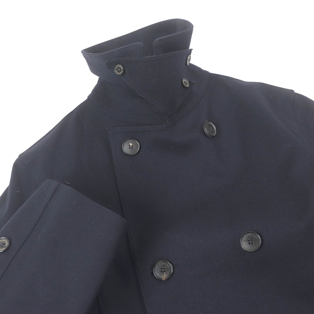 美品□Mackintosh マッキントッシュ ウール ダブルブレスト ゴム引きコート ステンカラーコート ネイビー 38 英国製 正規品 メンズ