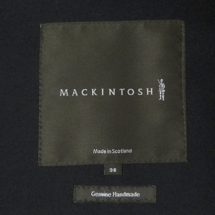 美品□Mackintosh マッキントッシュ ウール ダブルブレスト ゴム引きコート ステンカラーコート ネイビー 38 英国製 正規品 メンズ