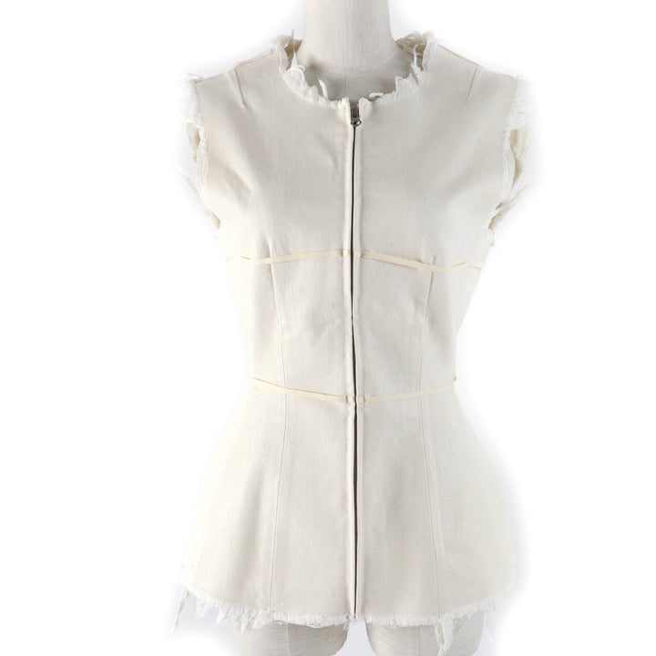 未使用品☆MM6 Maison Margiela メゾンマルジェラ 2022年製 S62NC0098 カットオフ コーティング加工 デニム ベスト アイボリー 38 正規品