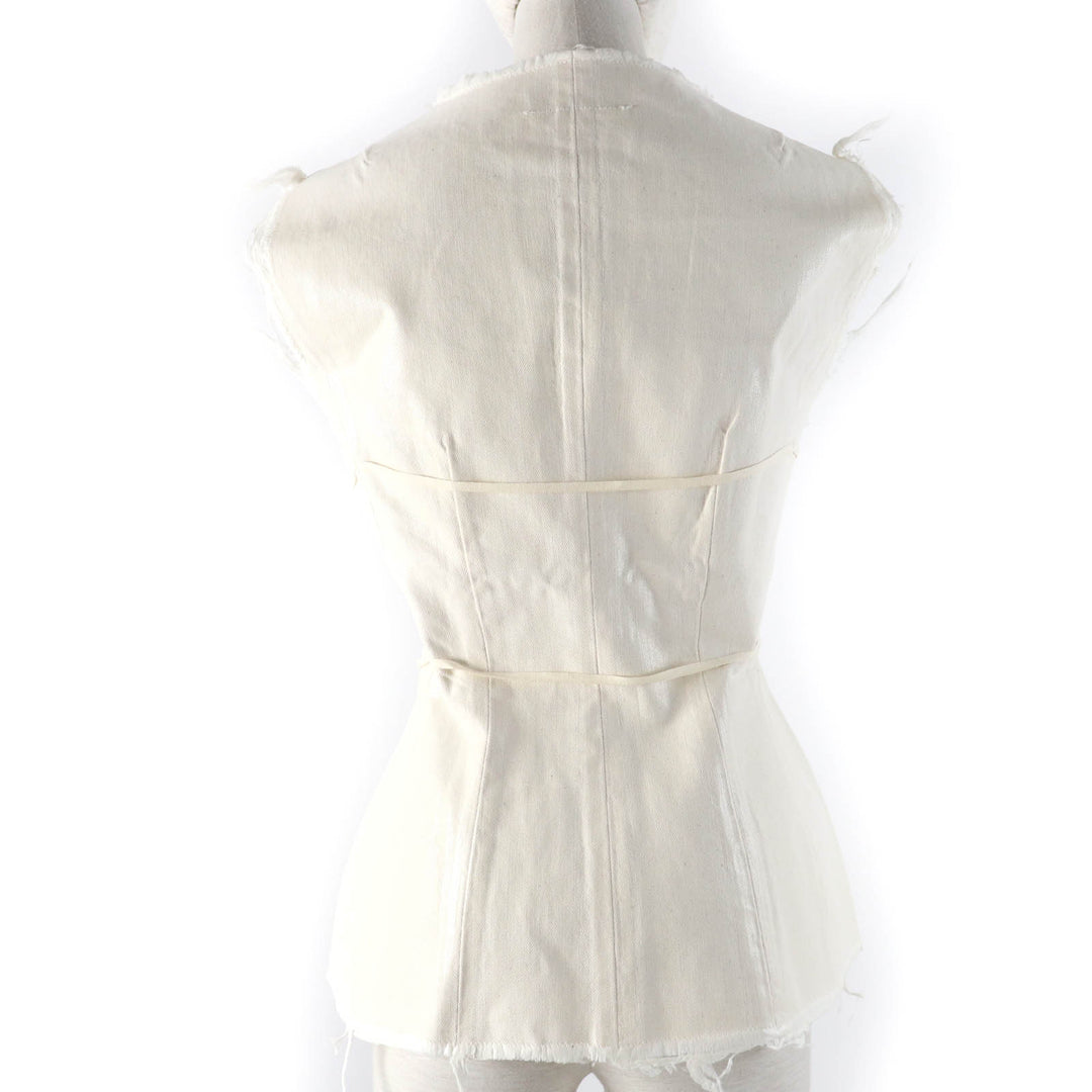 未使用品☆MM6 Maison Margiela メゾンマルジェラ 2022年製 S62NC0098 カットオフ コーティング加工 デニム ベスト アイボリー 38 正規品