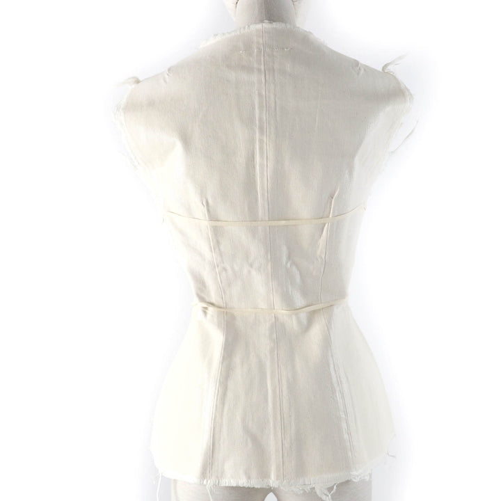 未使用品☆MM6 Maison Margiela メゾンマルジェラ 2022年製 S62NC0098 カットオフ コーティング加工 デニム ベスト アイボリー 38 正規品