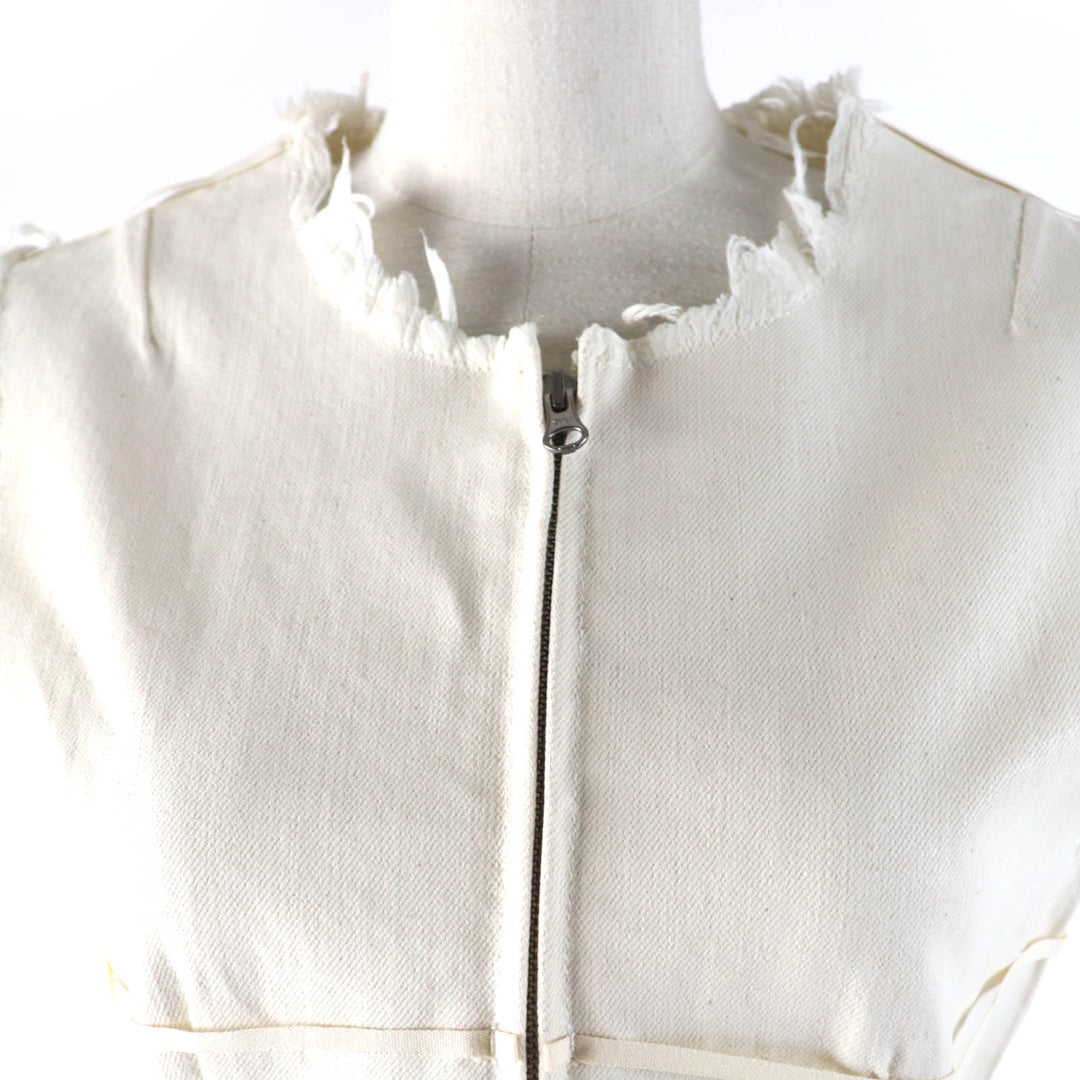 未使用品☆MM6 Maison Margiela メゾンマルジェラ 2022年製 S62NC0098 カットオフ コーティング加工 デニム ベスト アイボリー 38 正規品