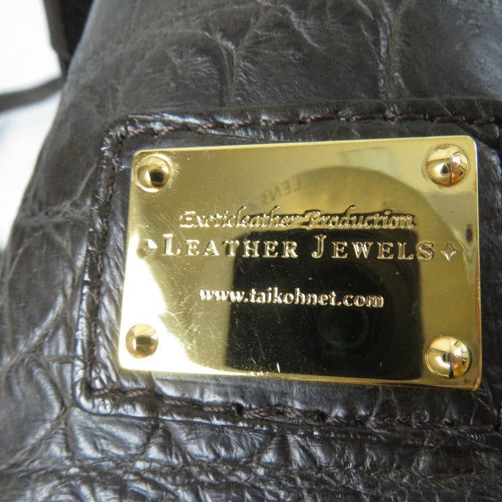 美品☆LEATHER JEWELS レザージュエルズ JRAタグ付 クリスタル クロコダイルレザー 2WAY ハンド ショルダーバッグ ダークブラウン
