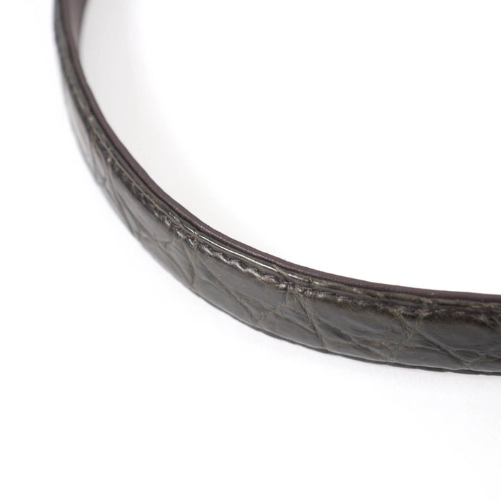 美品☆LEATHER JEWELS レザージュエルズ JRAタグ付 クリスタル クロコダイルレザー 2WAY ハンド ショルダーバッグ ダークブラウン