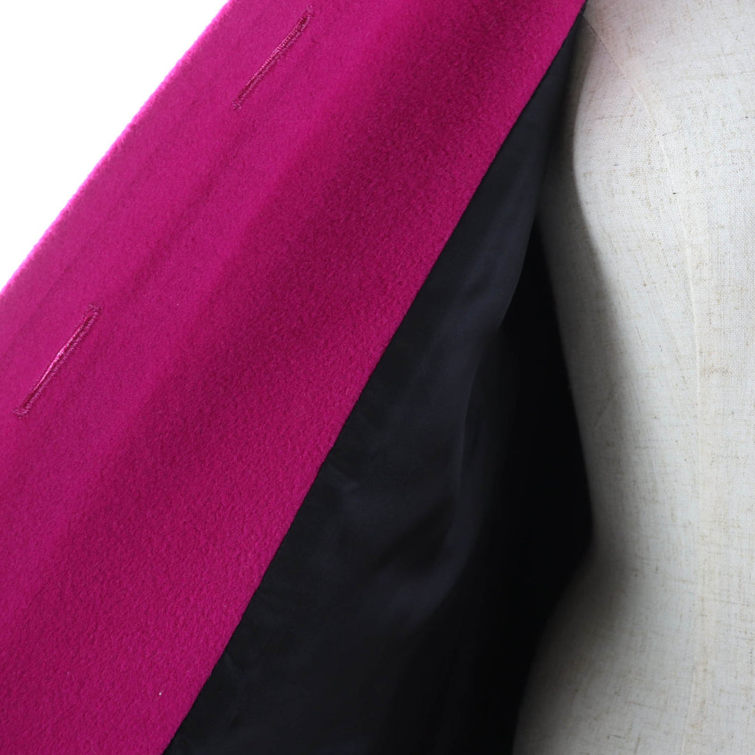 美品☆YVES SAINT LAURENT イヴ・サンローラン ヴィンテージ ウール100％ ロング丈 コート ピンク 34 レディース