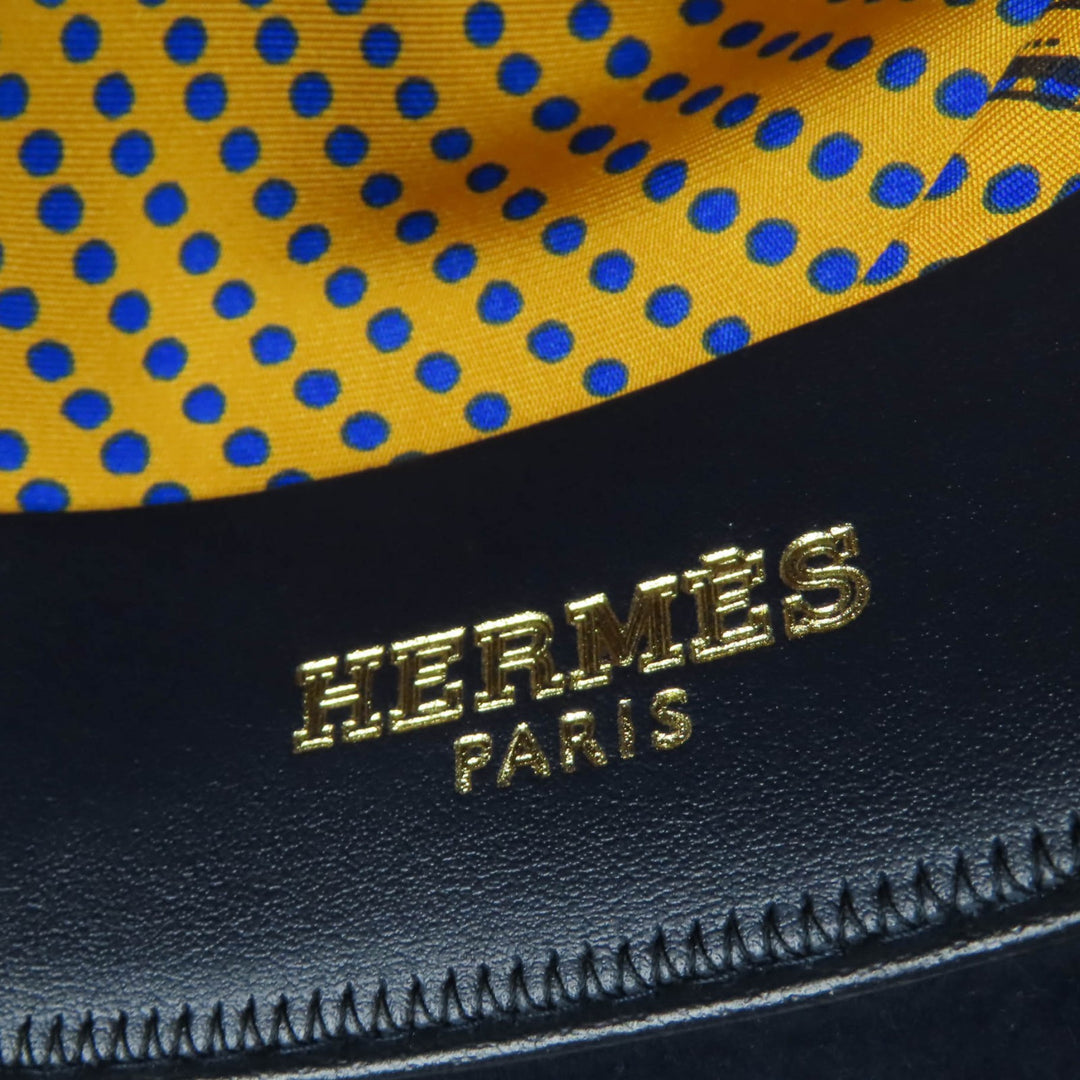 美品☆HERMES エルメス ラビットフェルト 裏地シルク100％ レザー使い フェルトハット 帽子 ネイビー 56 イタリア製 レディース
