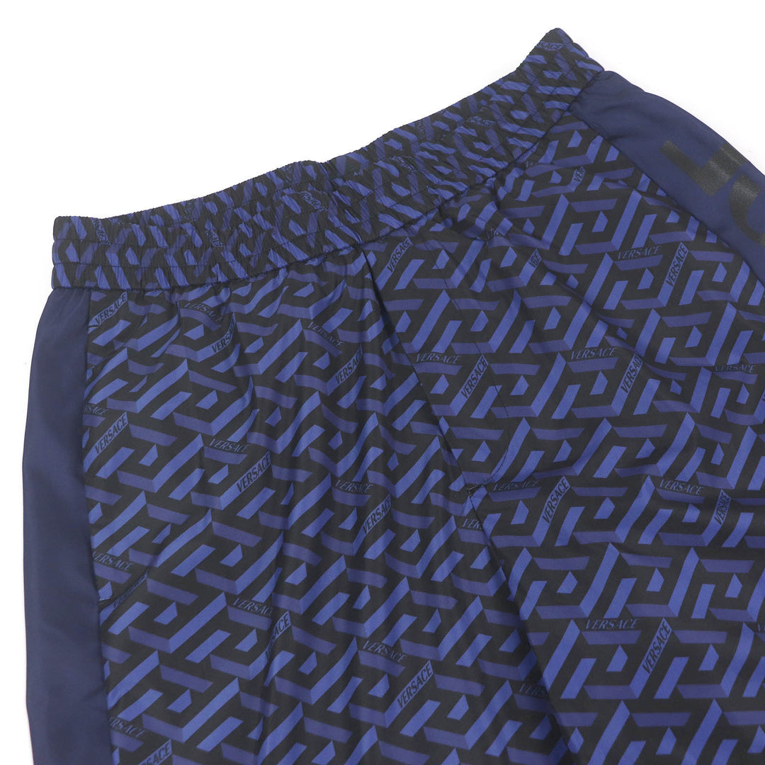 未使用品□VERSACE ヴェルサーチ 2021年製 1002482 ロゴ総柄 ナイロンジョガーパンツ トラックパンツ ネイビー 52 イタリア製 正規品
