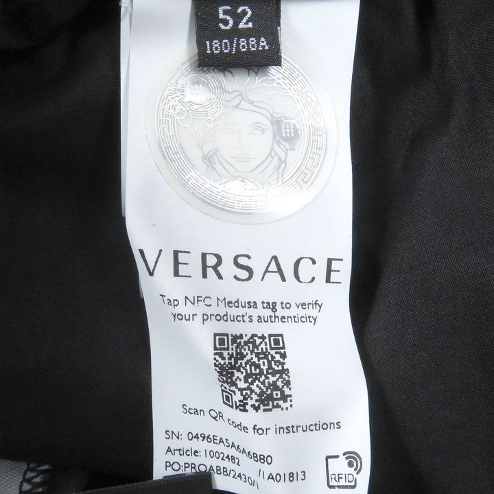 未使用品□VERSACE ヴェルサーチ 2021年製 1002482 ロゴ総柄 ナイロンジョガーパンツ トラックパンツ ネイビー 52 イタリア製 正規品