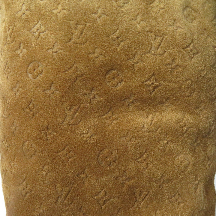 極美品☆LOUIS VUITTON ルイヴィトン スノーボール・ライン モノグラム ムートン スウェードレザー ロングブーツ ブラウン 37 レディース