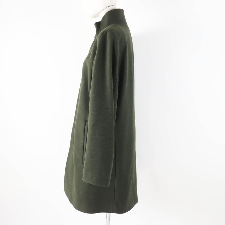 極美品◎theory セオリー 02-7409003-690-902 ウール カシミヤ混 ハイネック 比翼 コート カーキ S 正規品 レディース