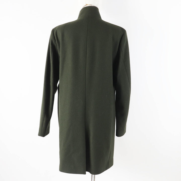 極美品◎theory セオリー 02-7409003-690-902 ウール カシミヤ混 ハイネック 比翼 コート カーキ S 正規品 レディース