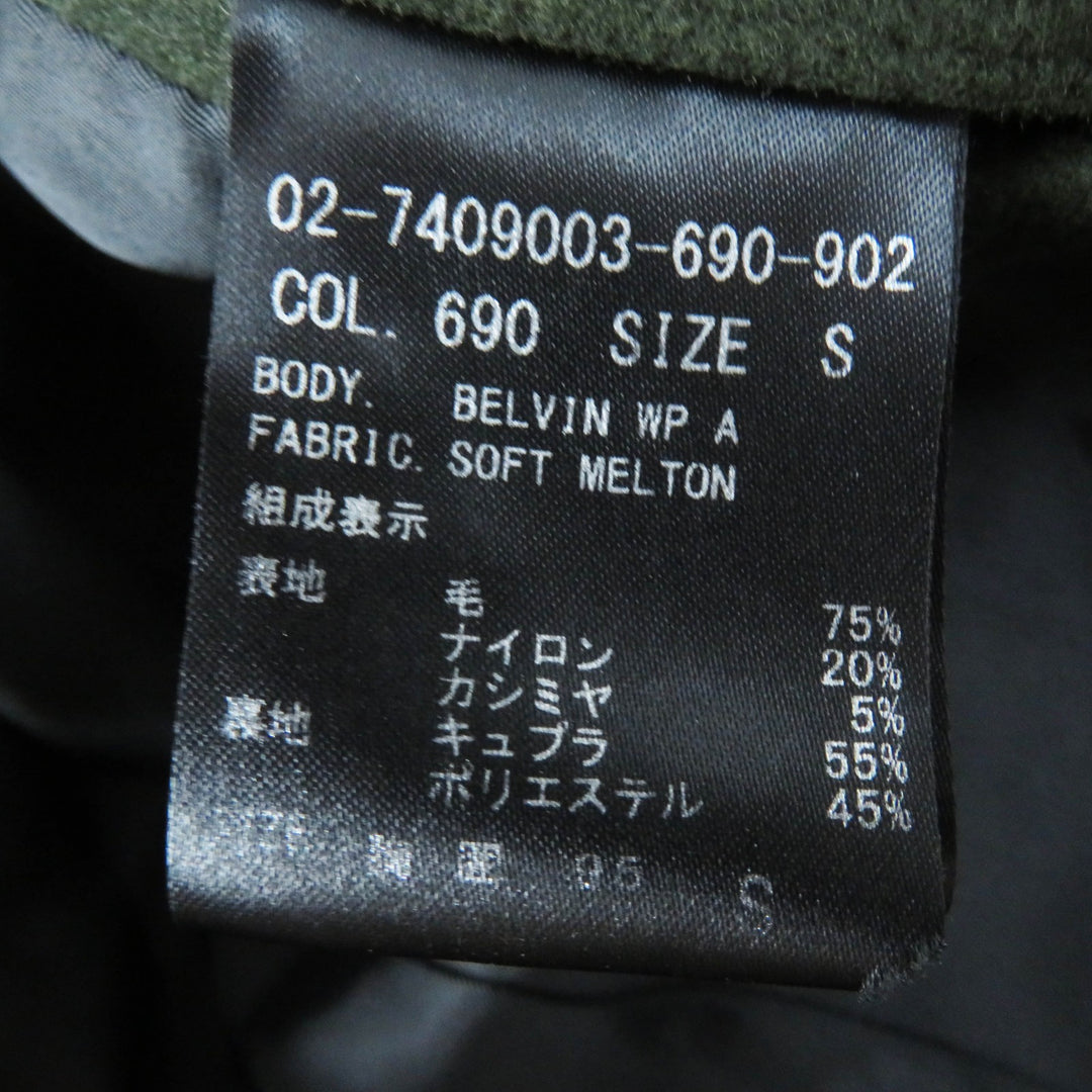 極美品◎theory セオリー 02-7409003-690-902 ウール カシミヤ混 ハイネック 比翼 コート カーキ S 正規品 レディース