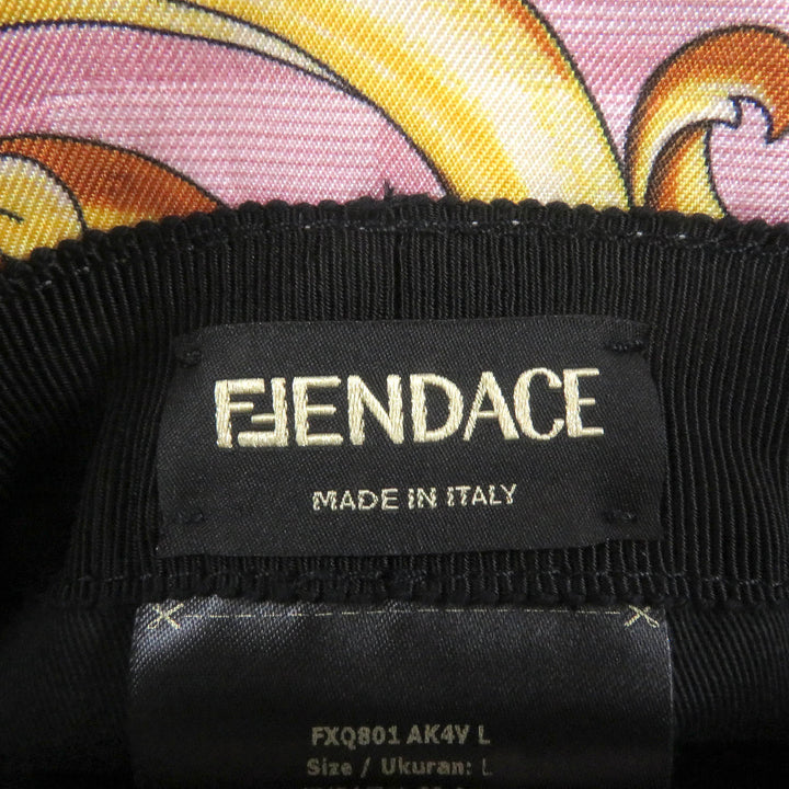 極美品□FENDACE フェンダーチェ FXQ801 シルク100％ FFロゴ ズッカ バロック 総柄 バケットハット 帽子 ピンク L イタリア製 正規品