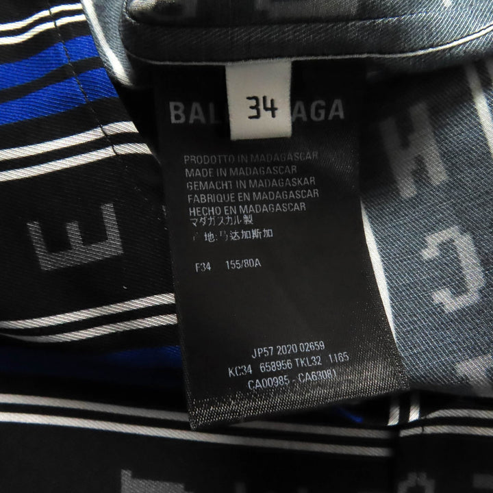 極美品★BALENCIAGA バレンシアガ 20SS 658956 ロゴボタン付 ストライプロゴ オーバーサイズ 長袖シャツ マルチ 34 正規品 ユニセックス