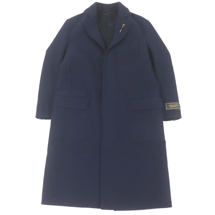 美品□LOUIS VUITTON ルイヴィトン 22AW HJC55E ウール100％ 裏モノグラム チェスターコート ネイビー 44 イタリア製 正規品 メンズ