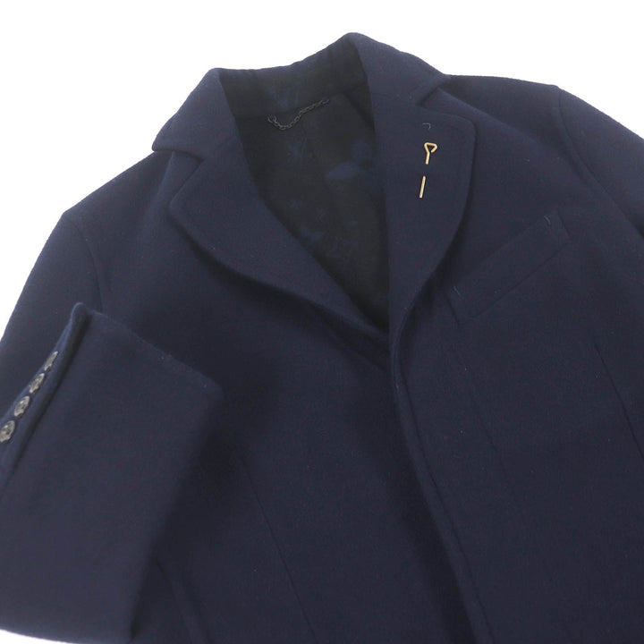 美品□LOUIS VUITTON ルイヴィトン 22AW HJC55E ウール100％ 裏モノグラム チェスターコート ネイビー 44 イタリア製 正規品 メンズ