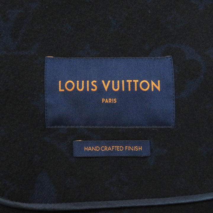 美品□LOUIS VUITTON ルイヴィトン 22AW HJC55E ウール100％ 裏モノグラム チェスターコート ネイビー 44 イタリア製 正規品 メンズ
