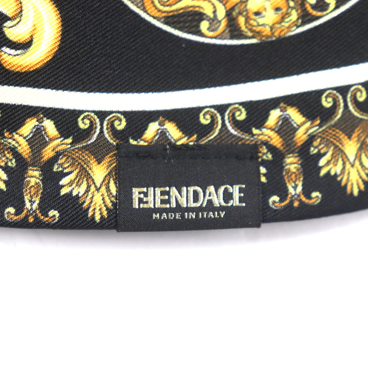 極美品▼FENDI VERSACE フェンディ ヴェルサーチ FXQ698 総柄 ズッカ柄 FFロゴ リバーシブル シルク100% 帽子 バケットハット M 正規品