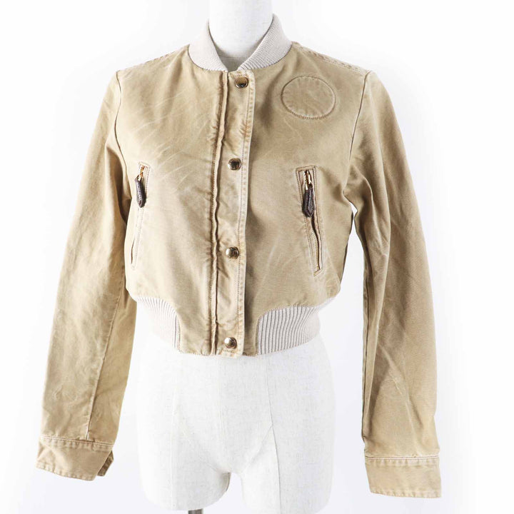 極美品◎LOUIS VUITTON ルイヴィトン 23SS 1AB74I コットン ウォッシュド加工 デニム クロップド ボンバージャケット ベージュ 34 正規品