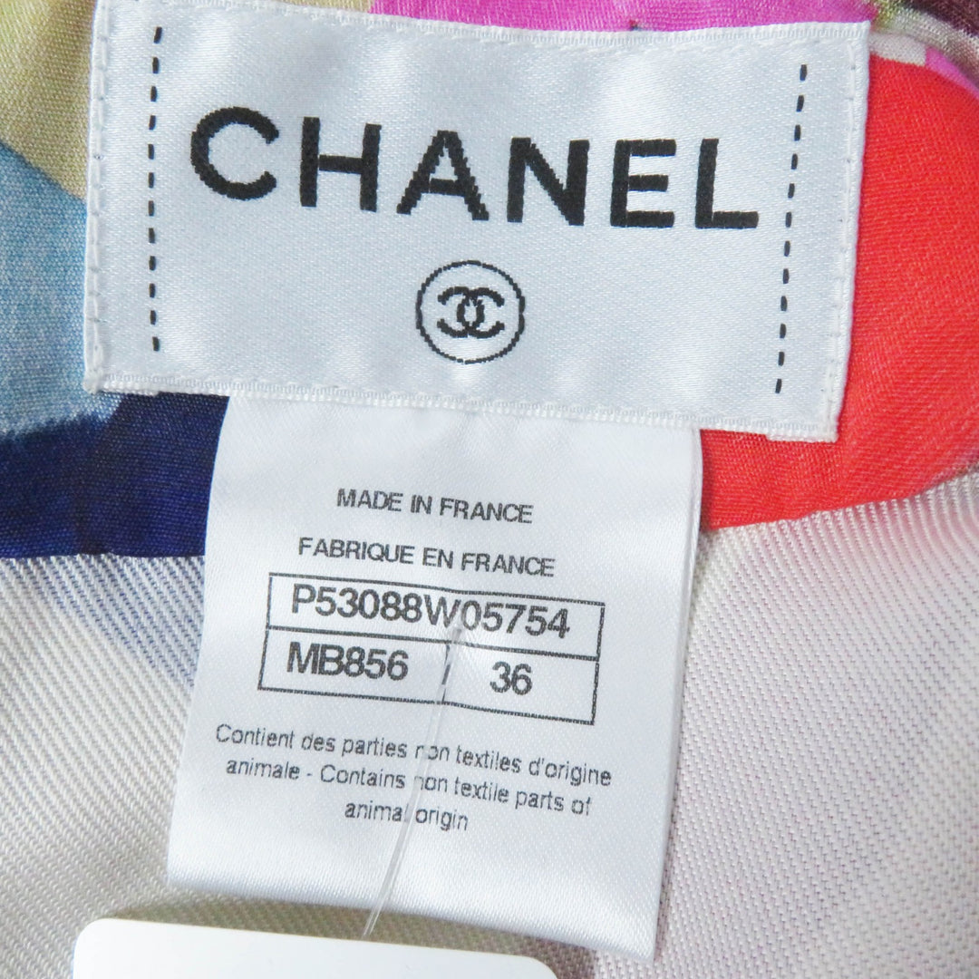 未使用品◎CHANEL シャネル P53088 16C シルク100％ ココマーク柄 半袖 ワンピース ピンク ブルー レッド ベージュ 36 フランス製